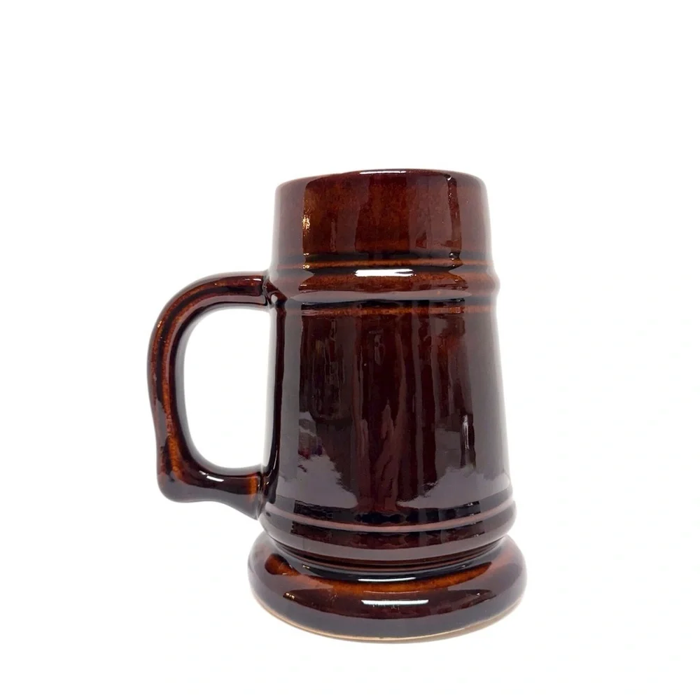 Vintage Beer Mug 5 cents Ceramic Brown Mug EUC